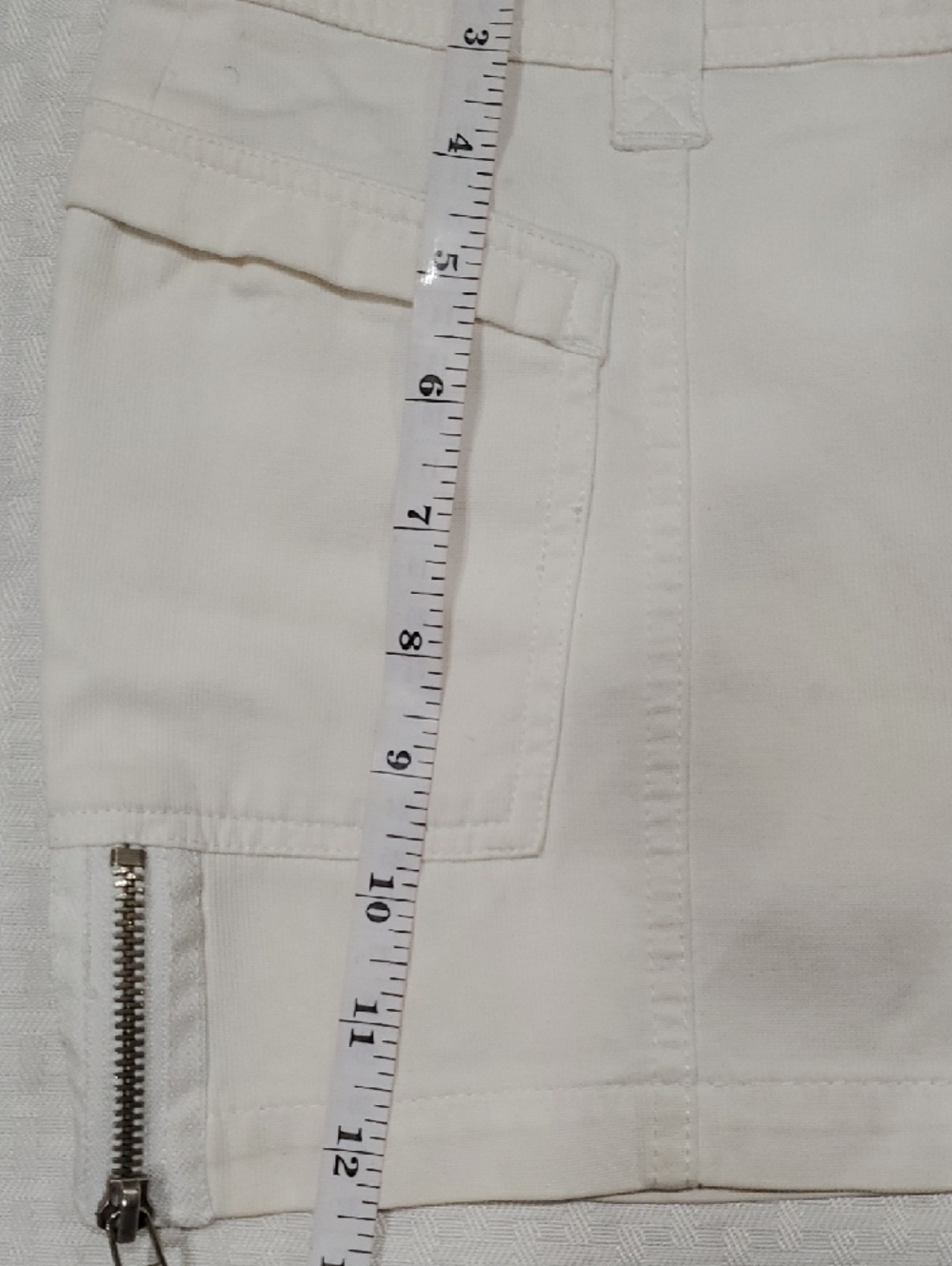 Y2k White Cargo Pocket Micro Mini Skirt with Front Zip - Picture 4 of 12